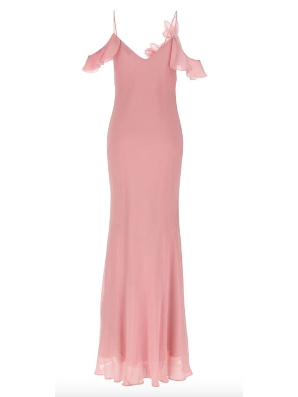 Self-Portrait $615 Georgette Flower Maxi Dress Size 6 US Slip Y2K Ruffle - Picture 3 of 9